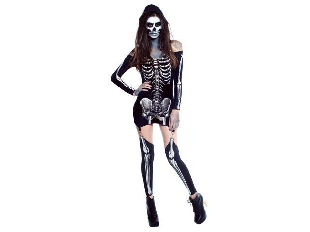 Womens X Rayed Skeleton Dress Costume 3850