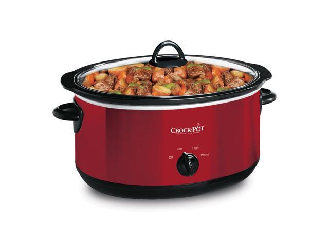 Crock Pot SCV603-R-NP 6 Quart Manual Slow Cooker with Travel Strap Red ...