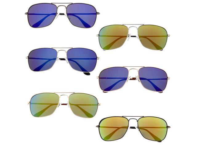 Classic Revo Mirror Lens Aviator Sunglasses Rectangle Sunnies 6 Pack ...