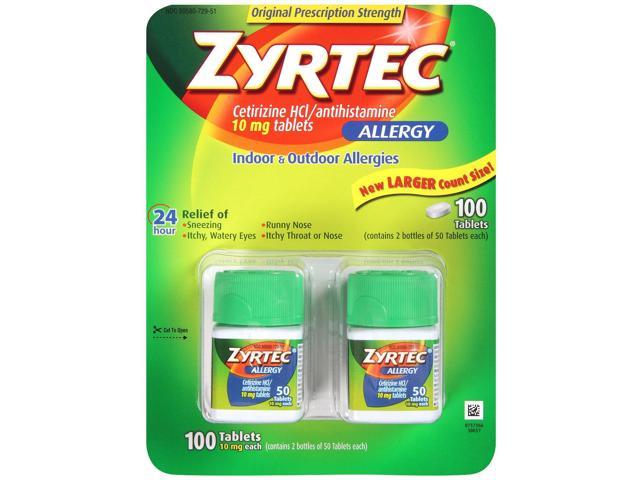 Zyrtec Cetrizine HCl/Antihistamine - 10mg/100 tablets - Newegg.com