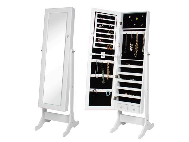 white mirrored jewelry cabinet armoire w stand mirror rings