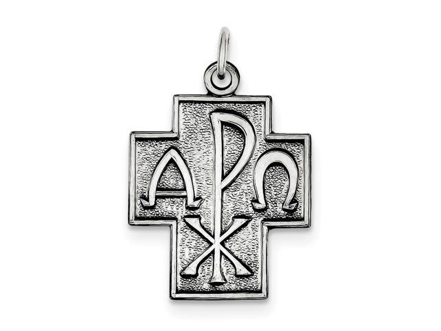 Sterling Silver Antiqued Alpha Omega Cross Pendant - Newegg.com