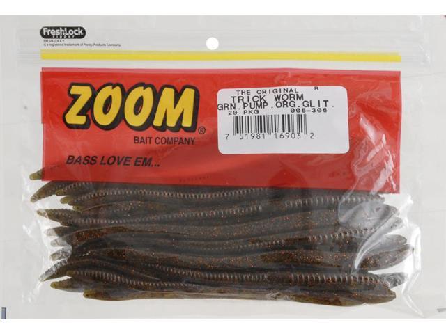 Zoom Bass Fishing Bait 006-306 Trick Worm 20 PK Green Pumpkin Orange ...