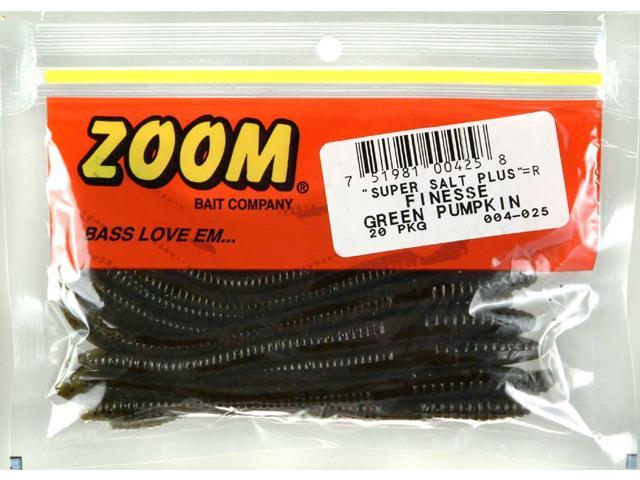 Zoom Bass Fishing Bait 004-025 Super Salt+ Finesse Worm 20 PK Green ...