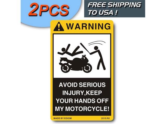 2PCS WARNING DECALS FOR MOTORCYCLE MOTO DANGER DECALS WARNING VINYL ...