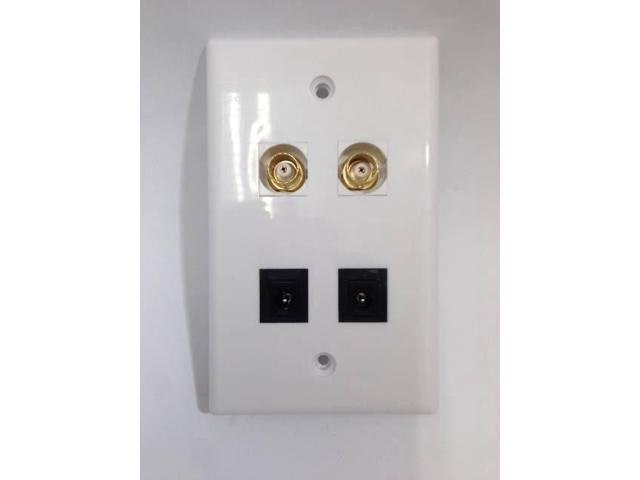 CERTICABLE CUSTOM WHITE WALL PLATE CCTV CAMERA 2- 2.1mm POWER + 2- BNC ...