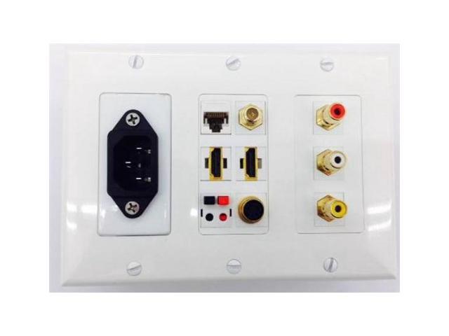 CERTICABLE WHITE TRIPLE GANG CUSTOM DESIGNED WALL PLATE - C14 POWER ...