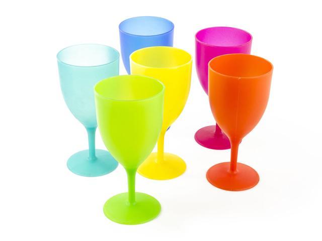 6 Pack Reusable Plastic Goblets Cup - Colorful Party Picnic Goblet Cups ...