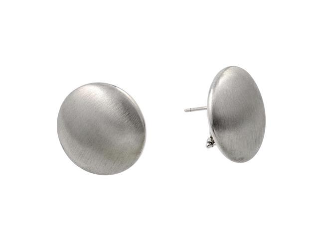 .925 Sterling Silver Rhodium Plated Flat Round Stud Earrings - Newegg.com