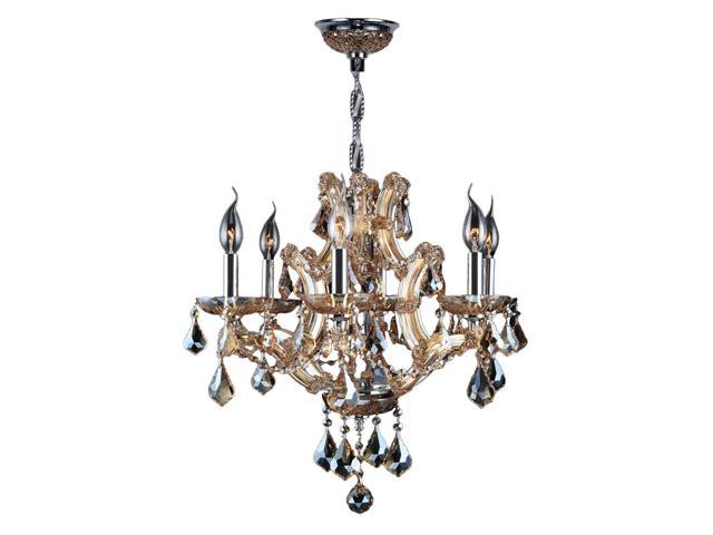 Lyre Collection 6 Light Chrome Finish and Amber Crystal Chandelier ...