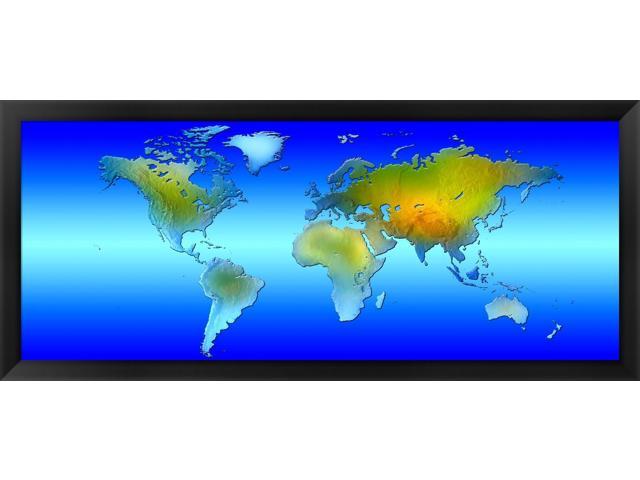 World map by Panoramic Images Framed Art, Size 38 X 14 - Newegg.com