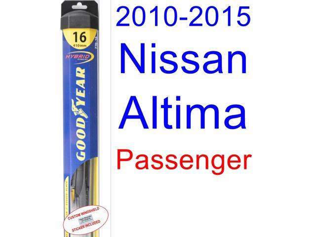 2010-2015 Nissan Altima Wiper Blade (Passenger) (Goodyear Wiper Blades-Hybrid) (2011,2012,2013 2015 Nissan Altima 2.5 S Wiper Blade Size