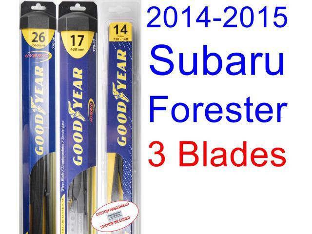 2014-2015 Subaru Forester Replacement Wiper Blade Set/Kit (Set of 3 Blades) (Goodyear Wiper 2015 Subaru Forester Rear Wiper Blade Size