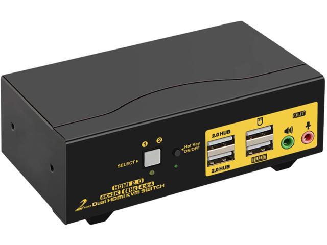 HDMI KVM Switch 2 Port Dual Monitor 4K 60Hz
