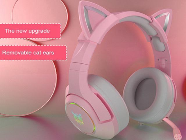 K9 Pink Wired Game Cat Ear Headset with Microphone HiFi 7.1 Channel Gaming Music
