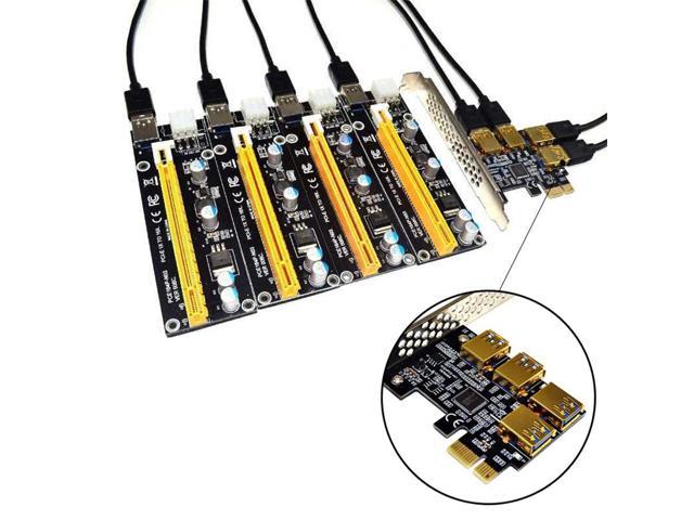 Metal 4 Ports PCIe Riser Adapter Board PCI-E 1x to 4 USB 3.0 PCI-E Rabbet GPU
