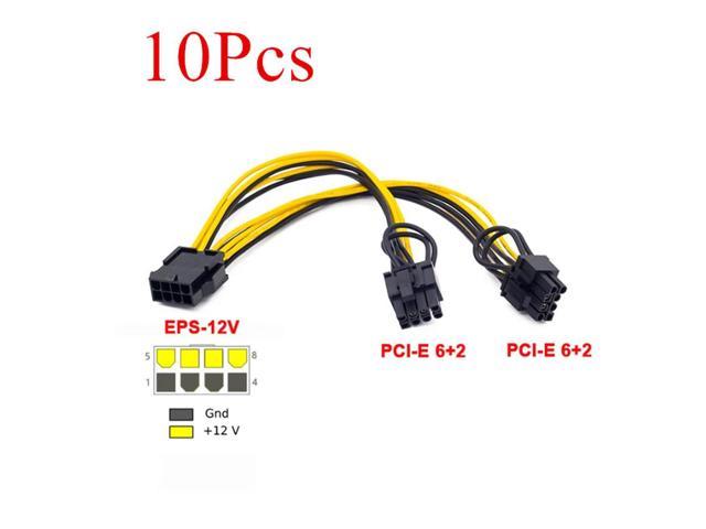 10x EPS CPU 8 Pin to Dual 8 (6+2) Pin PCIE Adapter Power Supply Cable For Mining