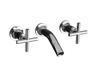 KOHLER K T14419 3 CP Purist Laminar Wall mount Lavatory Faucet Trim with Cross Handles, Valve Not Included Polished Chrome  Bathroom Faucet 