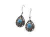 Sterling Silver & 14K Yellow Gold Cab Genuine Turquoise Earring