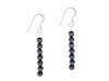 Sterling Silver 4mm Black Simulated Cats Eye Stone 6 Bead Beaded Dangle Hook Ear