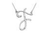 Cubic Zirconia Letter F Script Initial Pendant 925 Sterling Silver 0.10 CT TGW