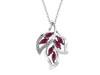 14k White Gold 0.69ct Falling Leaves in a Diamond & Marquise Synthetic Ruby Necklace