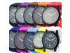 Unisex Women's Black Dial Silicone Band Geneva Analog Quartz Watch 10 Colors