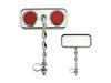 Rectangle Flat Twisted Bike Mirror w/Chrome Mount, Red Reflector