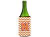 Letter N Chevron Orange and Regalia Wine Bottle Beverage Insulator Hugger CJ1062 NLITERK