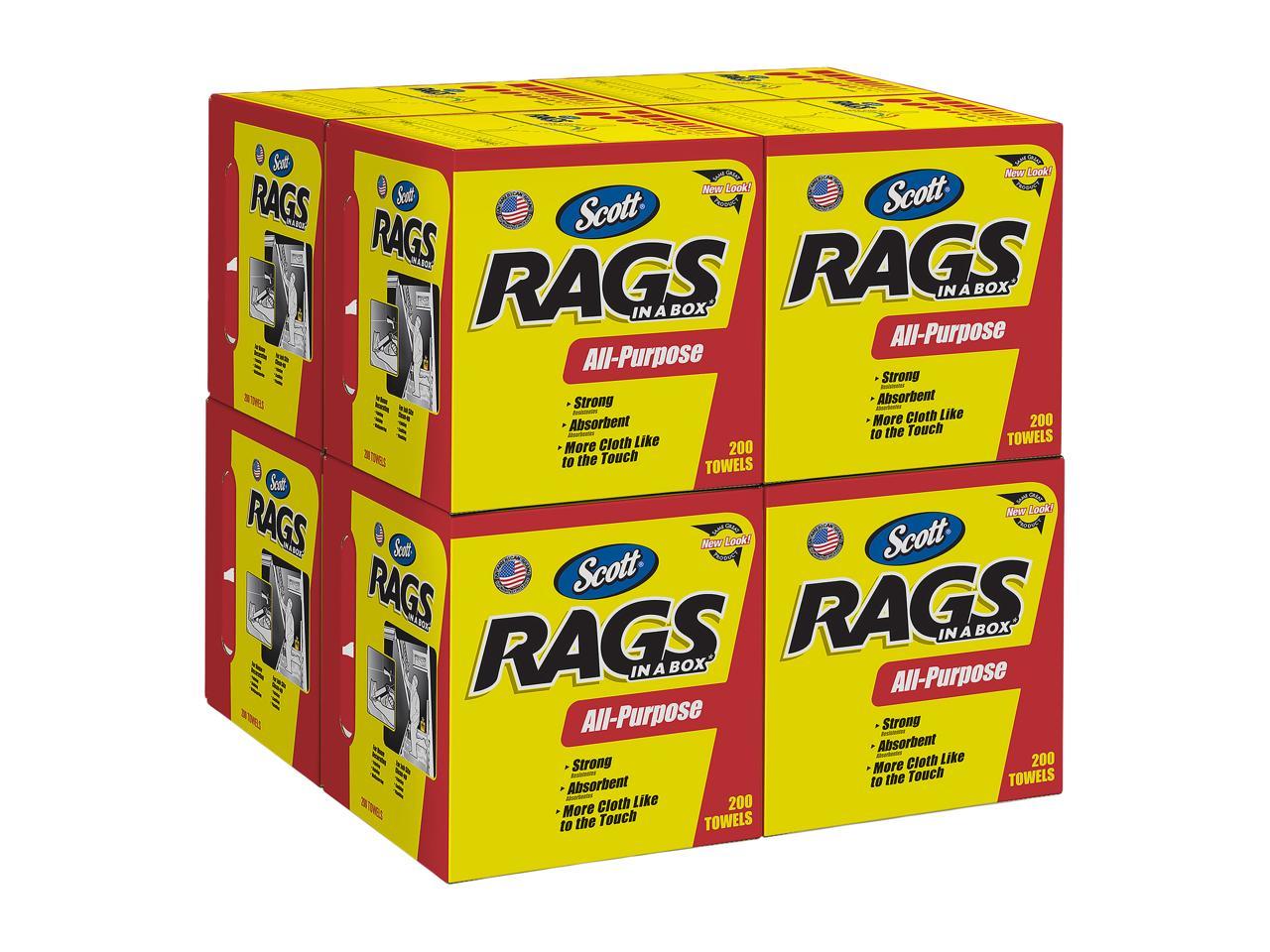 Scott Rags In A Box (75260), White, 200 Shop Towels / Box, 8 Boxes ...