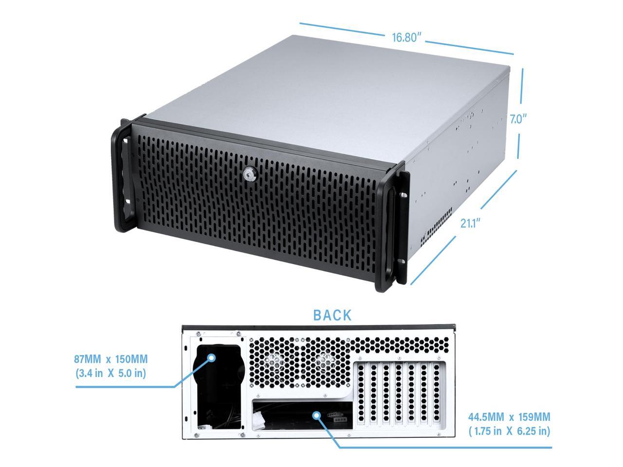 Rosewill RSV-R4000U 4U Server Chassis Rackmount Case | 8 3.5" HDD Bays, 3 5.25" - Picture 6 of 6