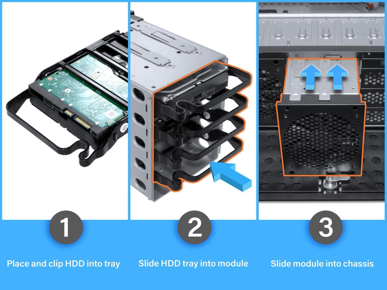 Rosewill RSV-L4000U 4U Server Chassis Rackmount Case | 8 3.5" HDD Bays, 3 5.25" - Picture 4 of 6