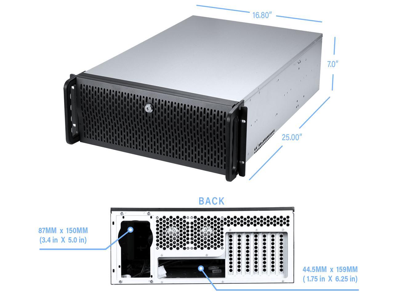 Rosewill RSV-L4000U 4U Server Chassis Rackmount Case | 8 3.5" HDD Bays, 3 5.25" - Picture 6 of 6