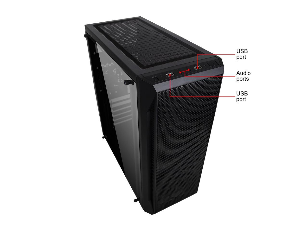 DIYPC DIYS07BK Black USB 3.0 ATX Mid Tower Computer Case with 1 x