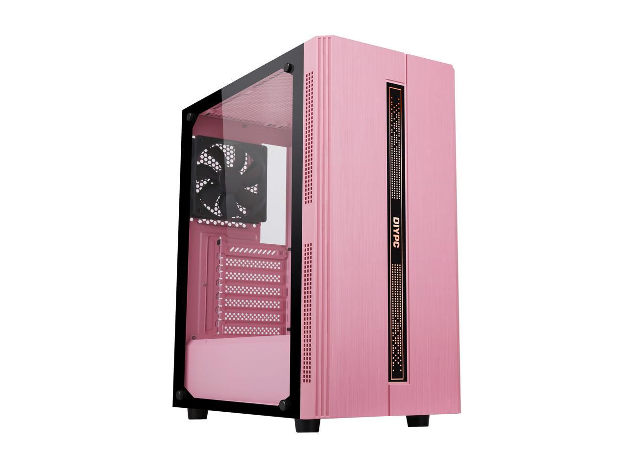 DIYPC RainbowFlashS1P Pink Steel / Tempered Glass ATX Mid Tower Computer Case eBay