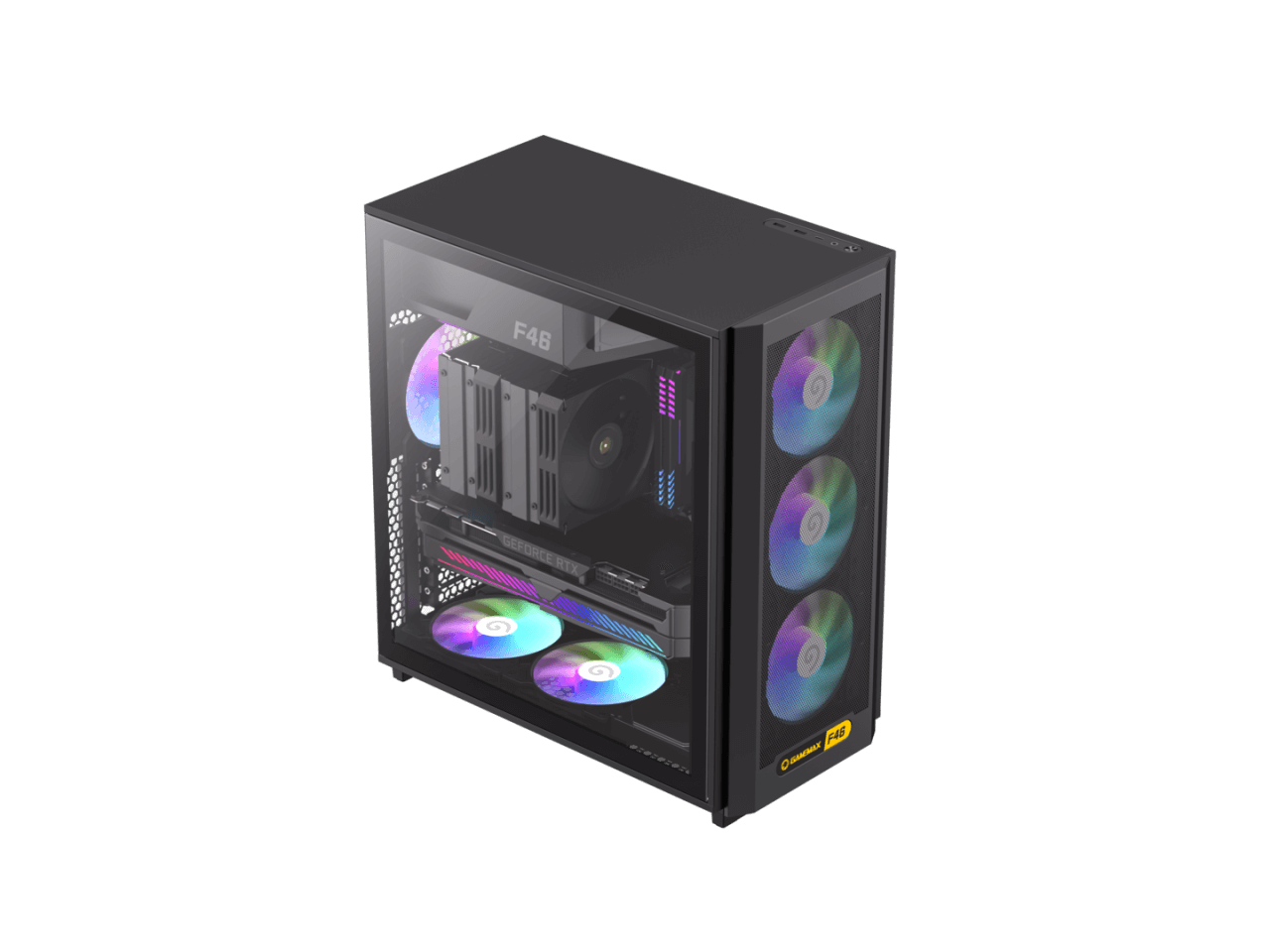 Корпуса вентиляторов GAMEMAX F46BK Black ATX 4 ARGBPWMвоздухоохладителей диаметром 169 мм 10790₽