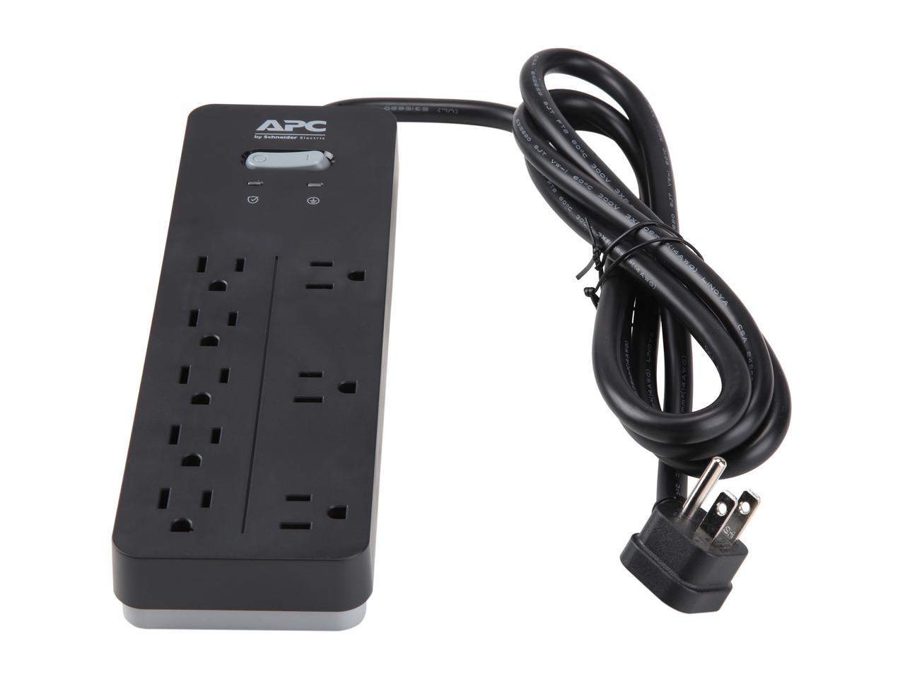 APC 8-Outlet Surge Protector, SurgeArrest Home / Office - Black (PH8