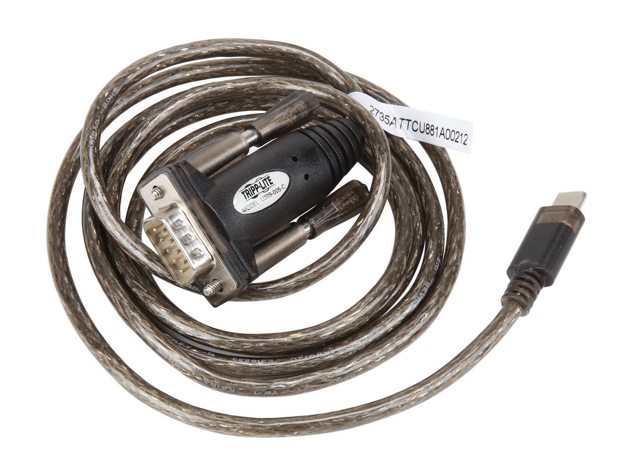 Tripp Lite USBC to DB9 Serial Adapter Cable, 5' USB 2.0 Type C to RS