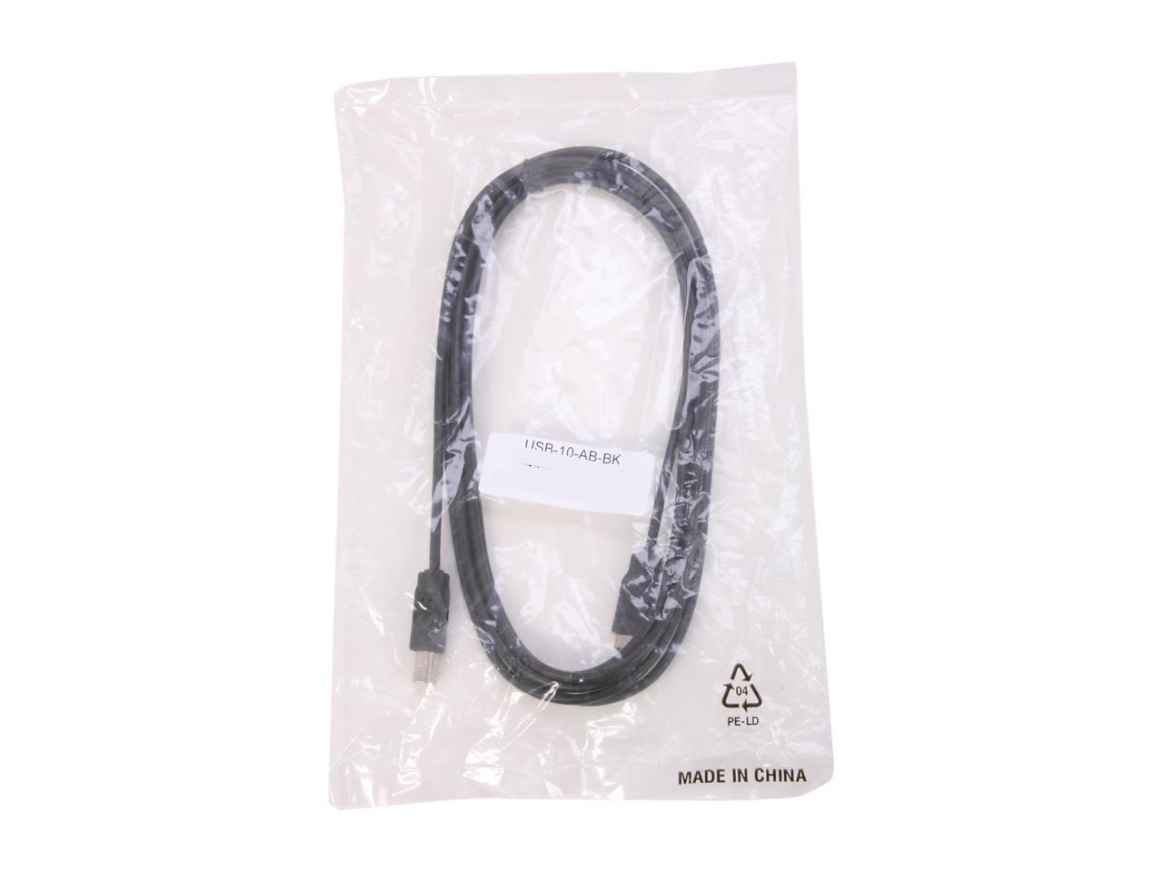 USB cable A//male to B//male 10ft Model USB-10-AB-BK 10 f Nippon Labs Black 10 ft