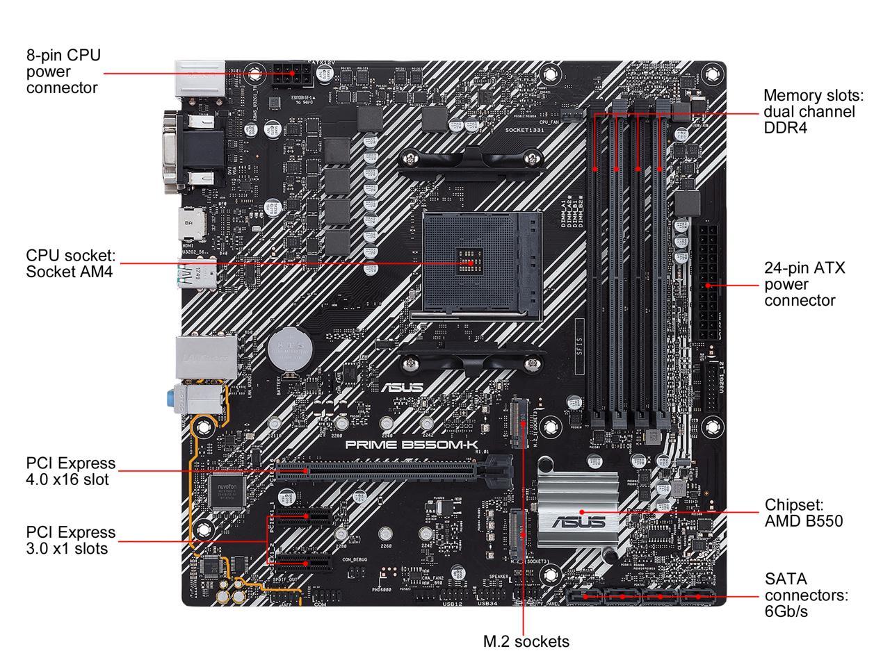 ASUS PRIME B550M-K AM4 AMD B550 SATA 6Gb/s Micro ATX AMD Motherboard