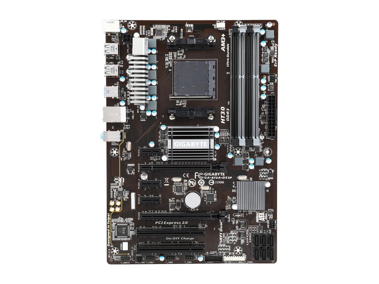 GIGABYTE GA 970A DS3P rev 2 0 AM3 AMD 970 SATA 6Gb s USB 3 0 ATX 