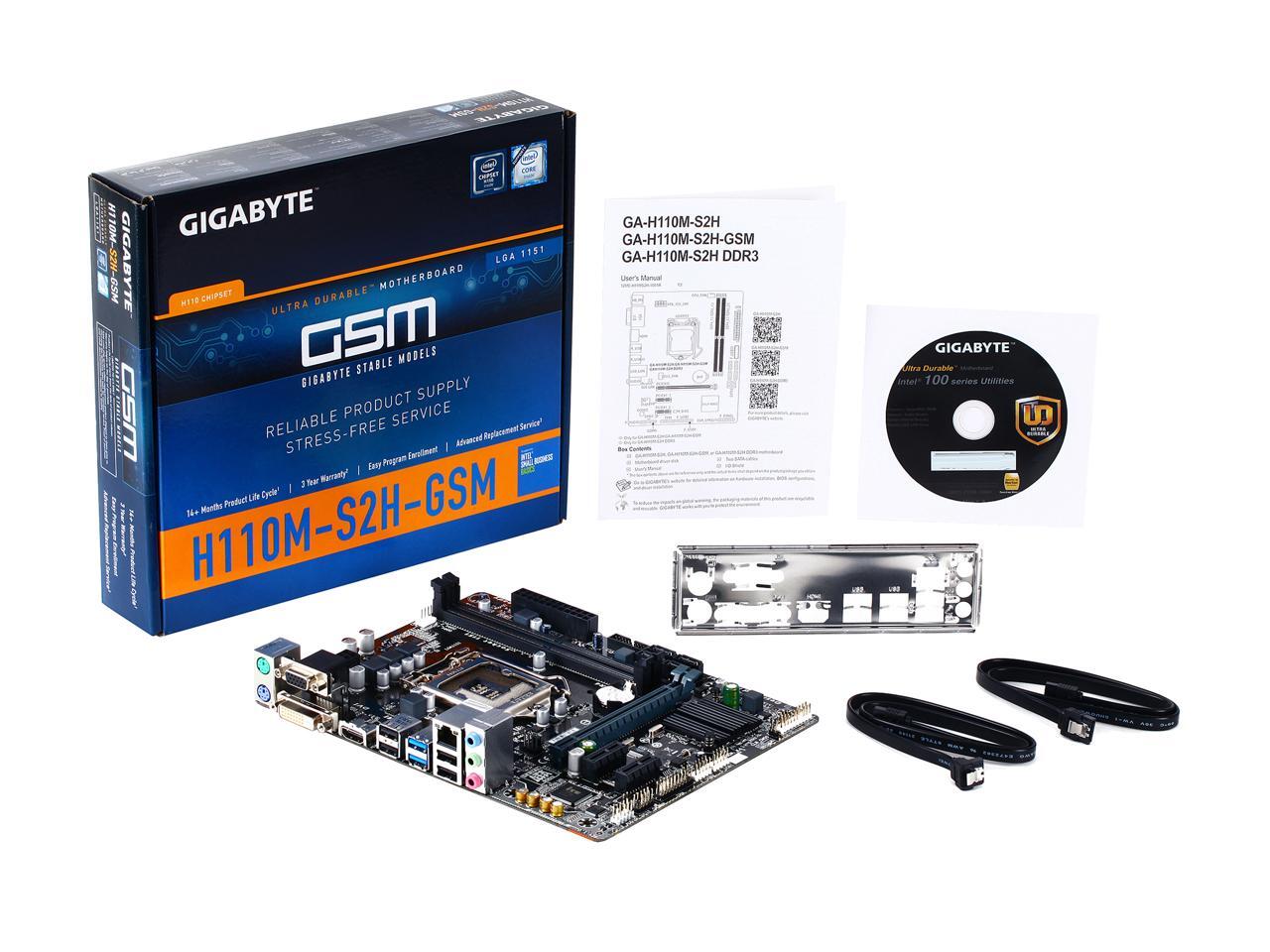 GIGABYTE GA-H110M-S2H-GSM (rev. 1.0) LGA 1151 Intel H110 HDMI SATA 6Gb ...