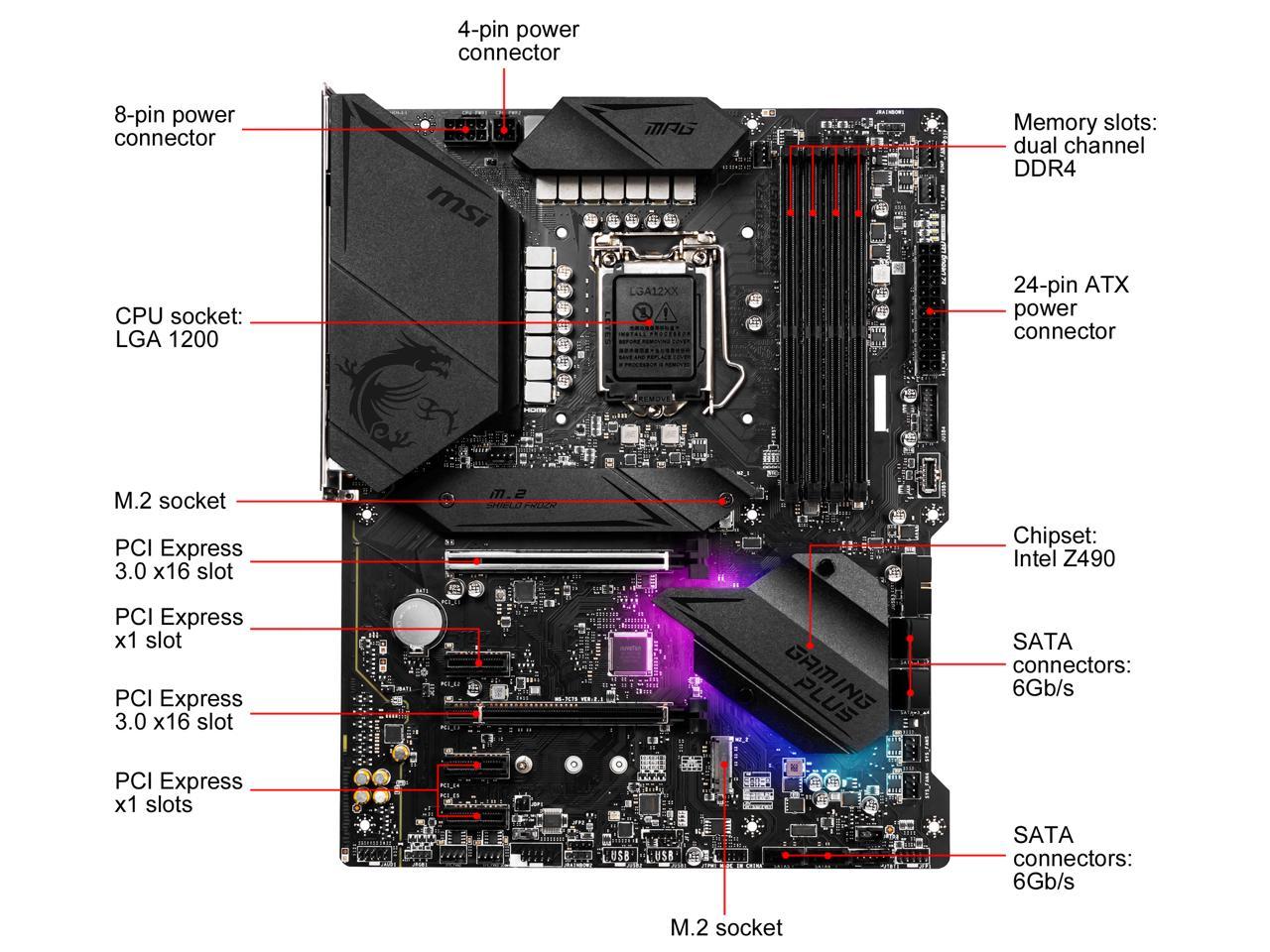 Msi Mpg Z490 Gaming Plus Lga 1200 Intel Z490 Sata 6gb S Atx Intel ...