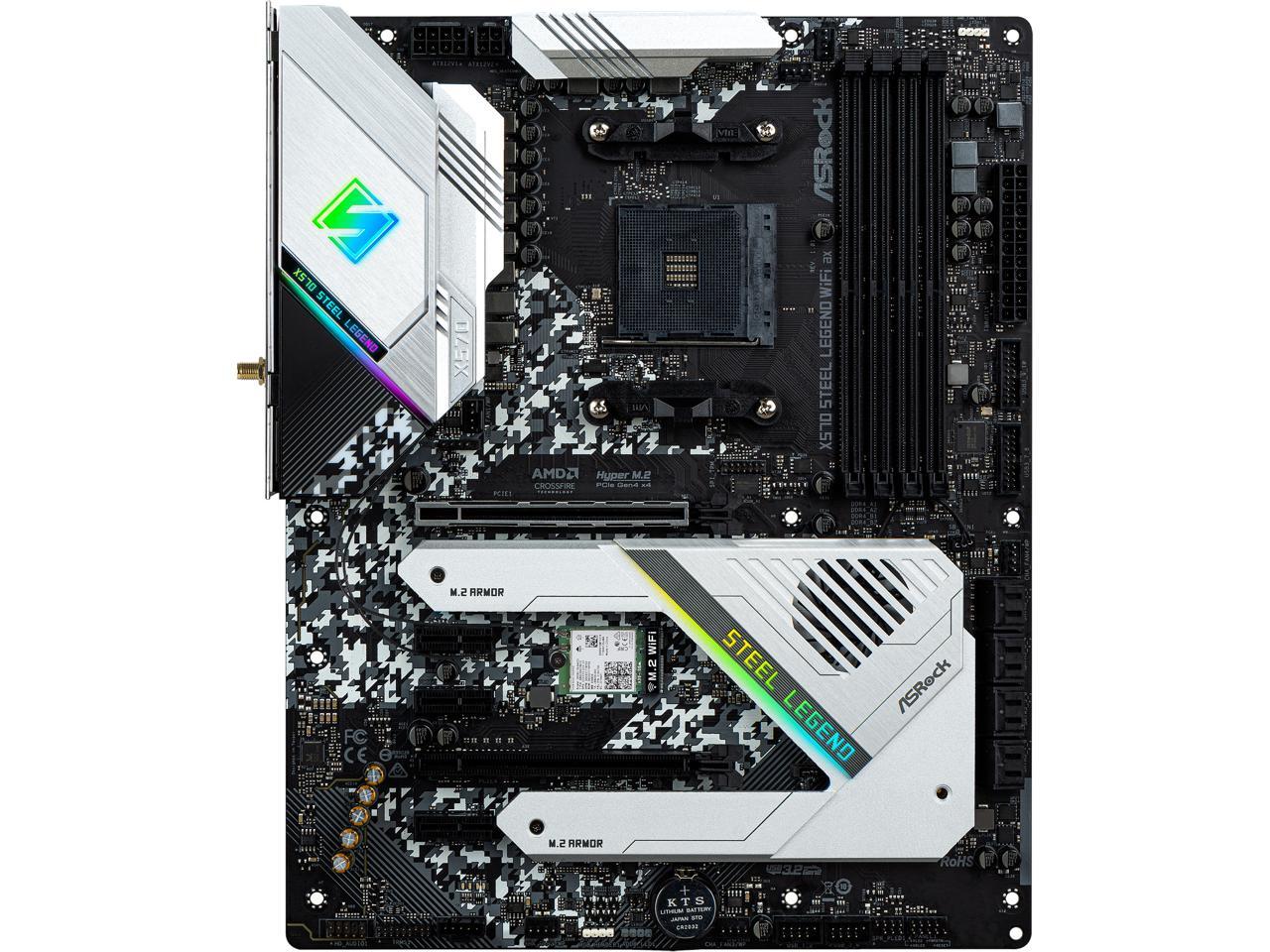 ASRock X570 STEEL LEGEND WIFI AX AM4 AMD X570 SATA 6Gb/s ATX AMD Motherboard - Picture 2 of 9