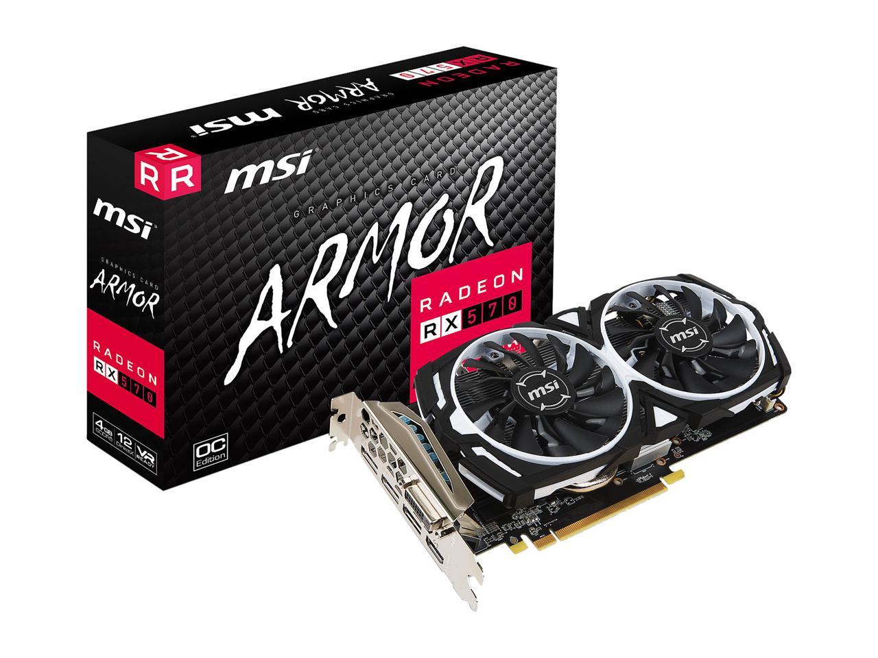 MSI Radeon RX 570 DirectX 12 RX 570 ARMOR 4G OCV1 4GB 256 ...