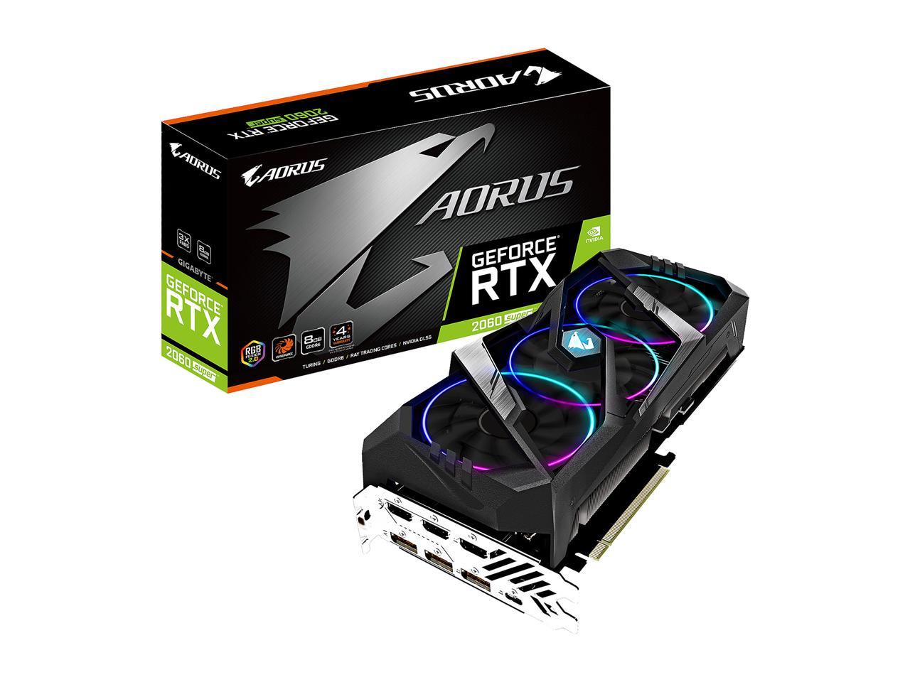 GIGABYTE AORUS GeForce RTX 2060 Super 8G Graphics Card, WINDFORCE Stack ...