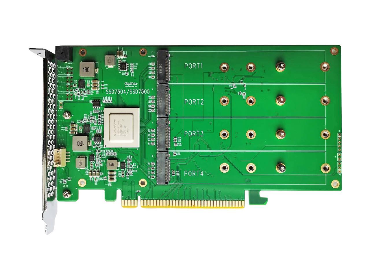 HighPoint SSD7505 PCIe 4 0 X16 4 Channel M 2 NVMe RAID Controller HighPoint SSD7505 PCIe 4 0 X16 4 Channel M 2 NVMe RAID Controller