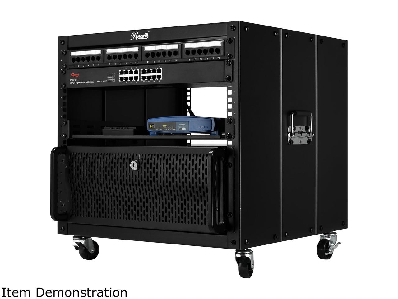 Rosewill 9U Portable Open Server Rack Rolling with Handles for