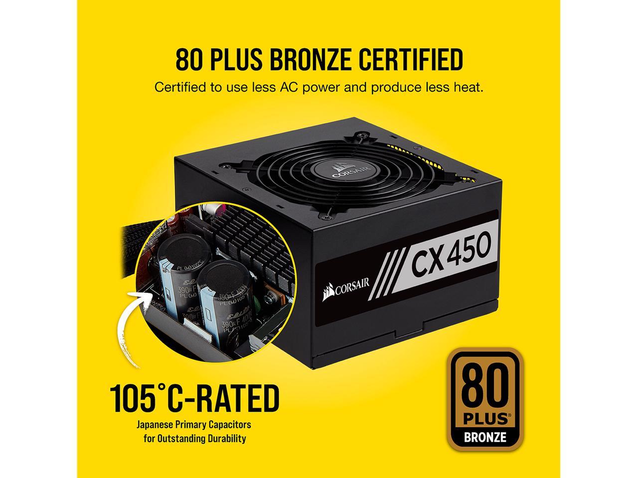 Corsair Cx Series Cx450 450w Atx12v 80 Plus Bronze Certified Active Pfc 