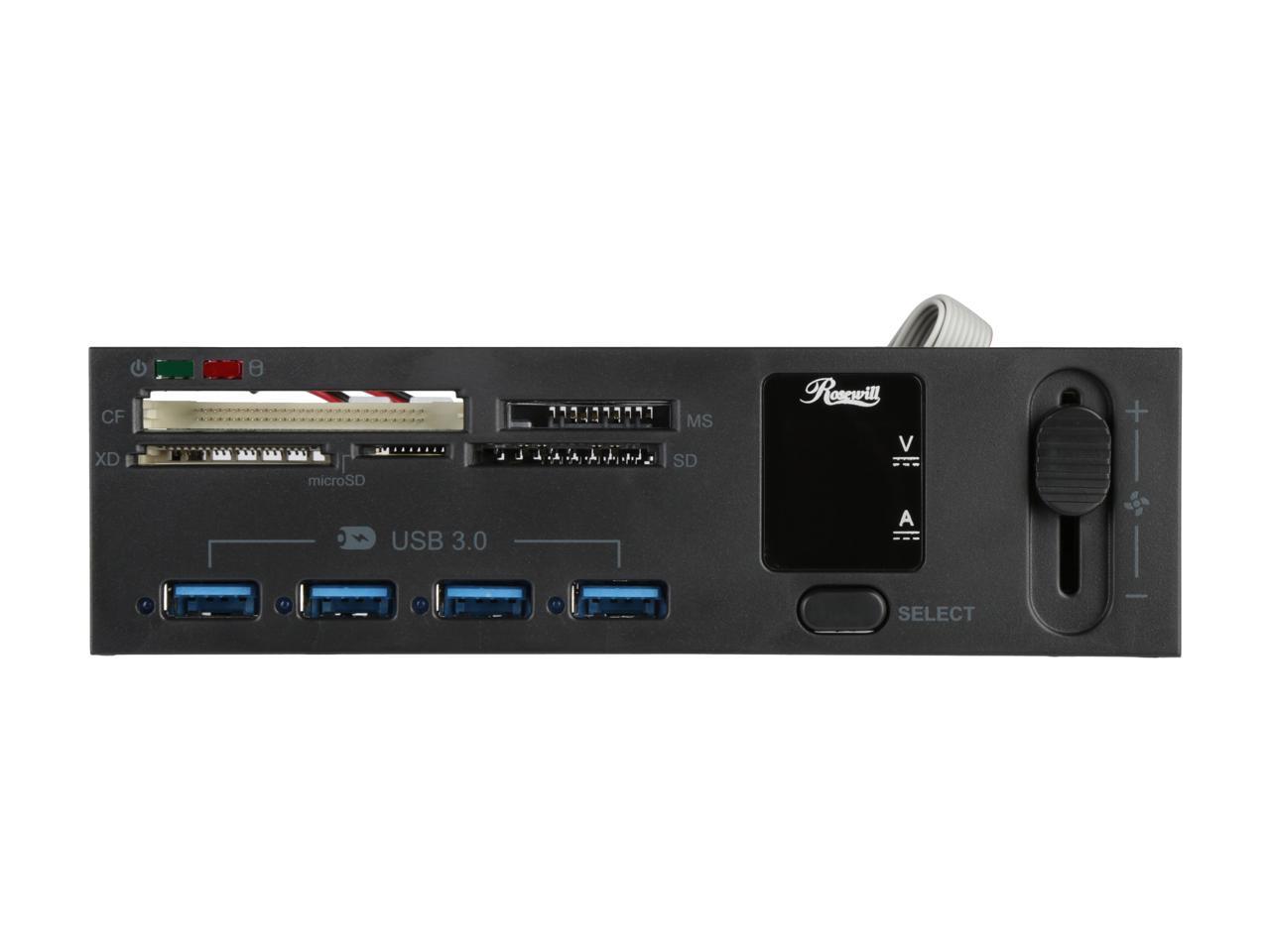 Rosewill 5.25 Inch Front Panel Card Reader USB 3.0 USB Hub and Fan